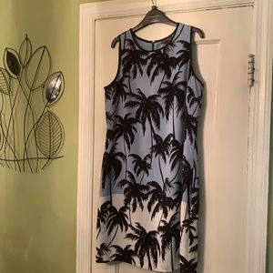 Palm tree ombré patterned sleeveless dress
